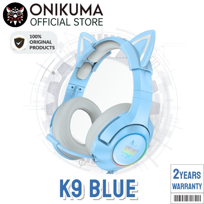 Caixa-original-onikuma-k9-azul-bonito-gato-orelha-fone-de-ouvido-com-microfone-jogos-fone